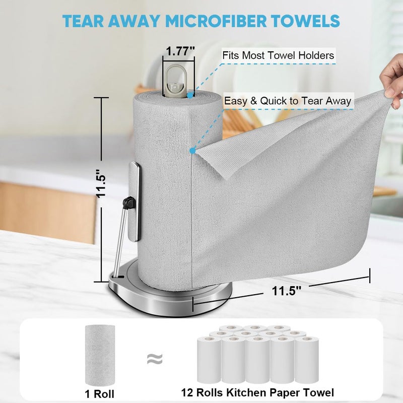 AIDEA Microfiber Cleaning Cloth Roll  75PK  Reusable Paper Towels Grey Tear Away Cloth  Microfiber Towels for Cars  Washable Shop Rags  Lint Free Cleaning Rags for House  Kitchen  Window  11.5""?11.5"" - Image 3